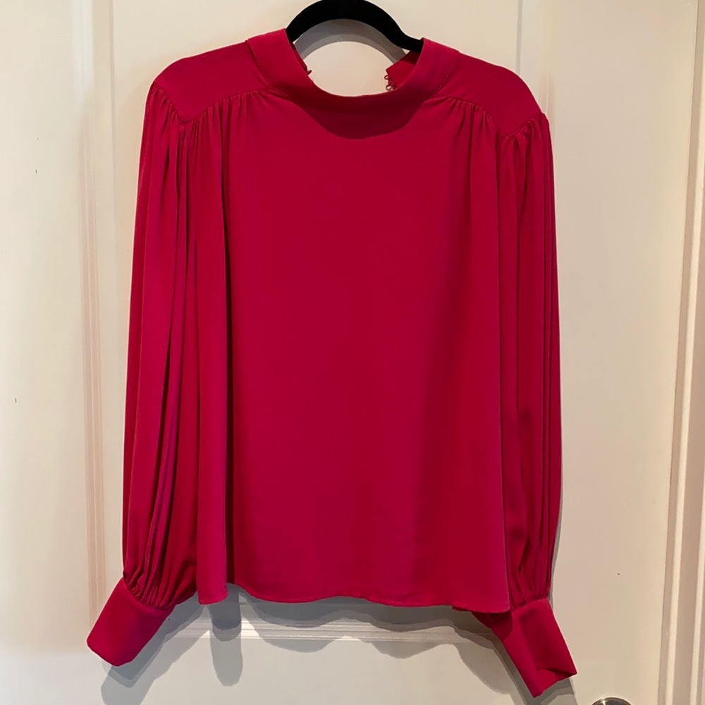 Perfect in Pink - Flowy Mock Neck Blouse